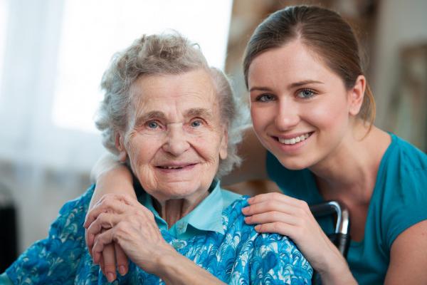 caregiver with senior woman